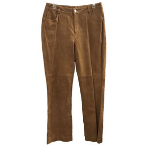 NWT VTG Newport News Jeanology Suede Leather Pants Light Brown Pockets 10 Petite